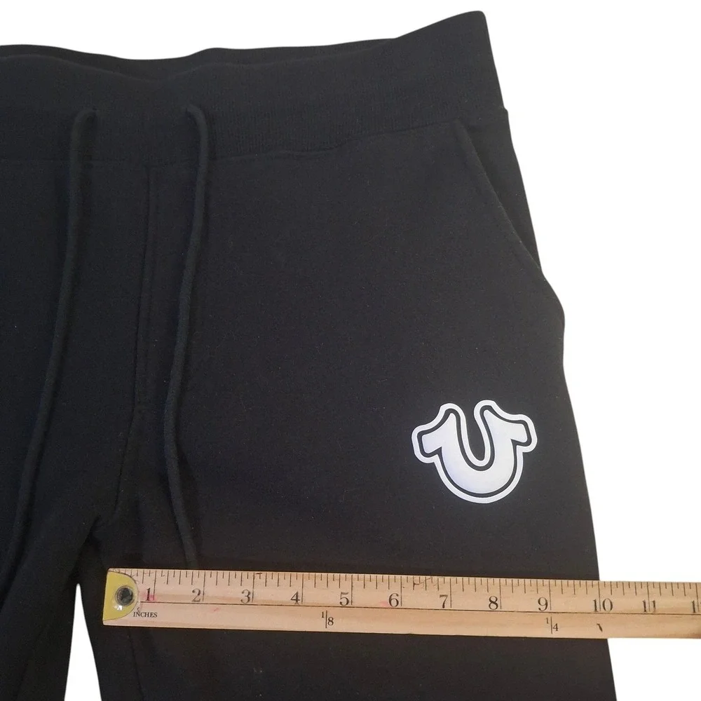 True Religion Mens Core Jogger Black Fleece Sweatpants Horseshoe Logo Size M‎